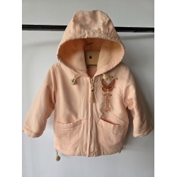 Coccobello BL-6120 Kurtka Na Polarze Z Kapturem Motyl - Morelowa - Rozmiar 80