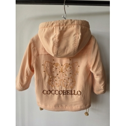 Coccobello BL-6120 Kurtka Na Polarze Z Kapturem Motyl - Morelowa - Rozmiar 80