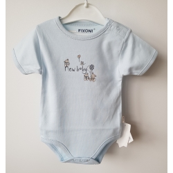 Fixoni 60386 Body Krótki Rękaw Kąpiel New Baby 2 Misie - Niebieskie - Rozmiar 62 - 80