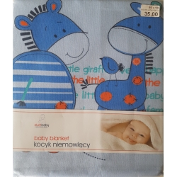 Duet Baby Kocyk Bawełniany Letni Zebra I Zyrafa Rozmiar 90 x 80 Cm - Niebieski