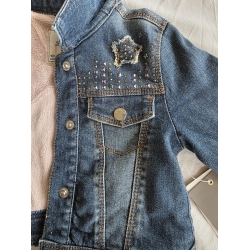 Mayoral 4410 Kurtka Jeans Ocieplana Różowym Misiem - Rozmiar 92