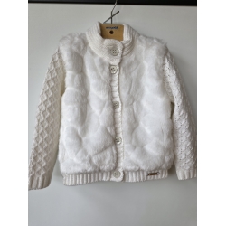 Mayoral 4363 Sweterek Rozpinany Z Futerkiem Biały - Rozmiar 92 - 134