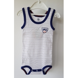 Sanetta 321178 Body Ramiączka Automobil Club Paski - Biało Granatowe - Rozmiar 68 - 86