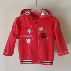 Dany WHZ-2479 Bluza Rozpinana Na Zamek Z Odpinanym Kapturem Biedronka Czerwona - Rozmiar 86