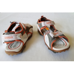 Geox Sandały Chłopięce 3 Rzepy - Kaki-Beż - Rozmiar 34