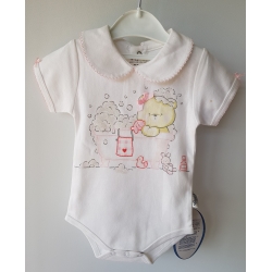 Gluck Fashion A 16-01 "Kąpiel" Body Z Kołnierzykiem Krótki Rękaw Białe - Rozmiar 62 - 110