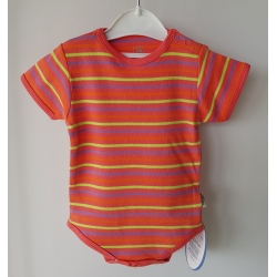 Gluck Fashion A 17-01 "Paseczki" Body Krótki Rękaw Koral - Rozmiar 56 - 110
