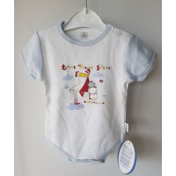 Gluck Fashion A 13-01 "Bocian" Body Krótki Rękaw Niebiesko-Biały - Rozmiar 56 - 110