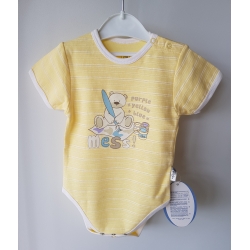 Gluck Fashion B 01-02 "Miś Malarz" Body Krótki Rękaw Zółte - Rozmiar 56 - 110