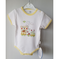 Gluck Fashion A 14-01 "Pociąg" Body Krótki Rękaw Białe - Rozmiar 68 - 98