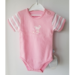 Gluck Fashion F 03-03 "Cukiereczki" Body Krótki Rękaw Różowe - Rozmiar 74 - 98