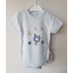 Gluck Fashion A 15-01 "Hop Hop" Body Krótki Rękaw Niebieskie - Rozmiar 62 - 86