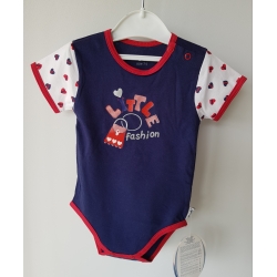Gluck Fashion F 18-08 "Litle Fashion" Body Krótki Rękaw Granatowo Białe" - Rozmiar  - 74 - 98