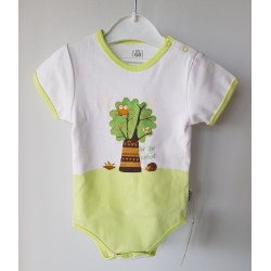 Gluck Fashion A 11-01 "Zielony Las" Body Krótki Rękaw Biało Zielone - Rozmiar 62 - 86