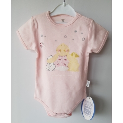 Gluck Fashion A 19-01 "Zając Z Gwiazdami"" Body Krótki Rękaw Różowe - Rozmiar 56 - 110