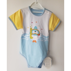 Gluck Fashion F 08-03 "Nurek" Body Krótki Rękaw Niebieskie - Rozmiar 92
