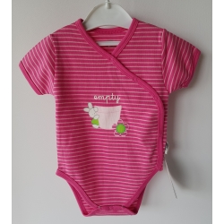 Gluck Fashion B 08-03 "Zając Ogrodnik" Body Rozpinane Krótki Rękaw Paski Fuksja - Rozmiar 56 - 68
