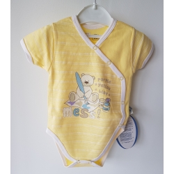 Gluck Fashion B 01-03 "Miś Malarz" Body Rozpinane Krótki Rękaw Żółte - Rozmiar 56 - 62