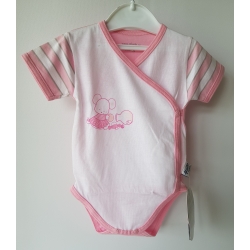 Gluck Fashion F 03-01 "Cukiereczki" Body Rozpinane Krótki Rękaw Różowo Białe - Rozmiar 56 - 62