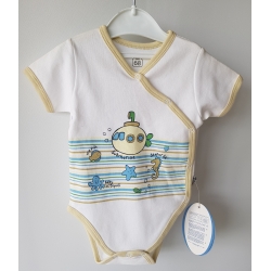 Gluck Fashion B 07-05 "Batyskaf" Body Rozpinane Krótki Rękaw Białe - Rozmiar 68