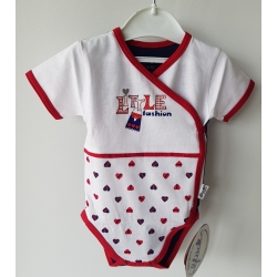 Gluck Fashion F 18-01 "Dama Kier" Body Rozpinane Krótki Rękaw Granatowo Białe - Rozmiar 56 - 62