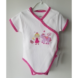 Gluck Fashion B 02-04 "Księżniczka" Body Rozpinane Krótki Rękaw Białe - Rozmiar 68