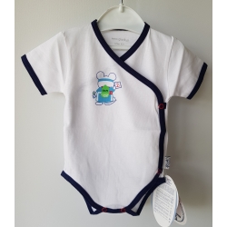 Gluck Fashion F 10-01 "Na Rybach" Body Rozpinane Krótki Rękaw Białe - Rozmiar 62