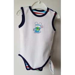 Gluck Fashion F 10-05 "Na Rybach" Body Ramiączka Biały Tył Paski - Rozmiar 62 - 74