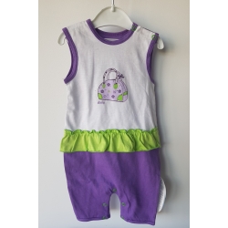 Gluck Fashion F 02-08 "Pantofelek" Rampers Bez Rękawów Dla Dziewczynki Fioletowo Biały - Rozmiar 74