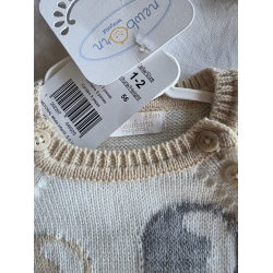 Mayoral 2207 Komplet Sweterek, Szorty Materiałowe I Rajstopy - Ekri - Rozmiar 56 - 80