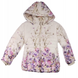 Myoral 4461 Kurtka Dziewczęca Z Pięknym Nadrukiem Kwiatowym - Biało Fioletowa - Rozmiar 92 - 104