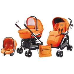 Peg Perego Pliko P3 Compact Classico & Modular Sunset Głęboko Spacerowy + Fotelik Viaggi SL - Apricot - Pomarańczowy