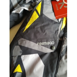 Reima Tec 521515 Elo Kurtka Zimowa Chłopięca, Wodoodporna, Wiatroszczelna ReimaGO® Czarno Szaro Czerwona - Rozmiar 116 - 122