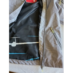 Reima 521125 Kurtka Przejściowa z Kapturem Przeciwdeszczowa Szare Paseczki - Rozmiar 122-128