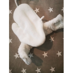 Maja, Rękawiczki Jednopalczaste Polar Rozpinane na sznurku Białe