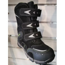 Super Fit 7-00164-02 Kozaki, Sniegowce Buty Zimowe Gore-Tex Czarne Z Zielonymi Elementami Zapinane Na Trzy Rzepy.- Rozmiar 27 - 34