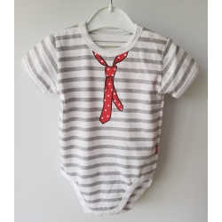 Tutta 112540466 Body Krótki Rękaw Krawat Paski - Biało Szare - Rozmiar 62 - 98
